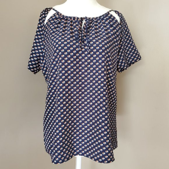 Anthropologie Tulle Elephant Print Tie Front Top - Picture 5 of 14